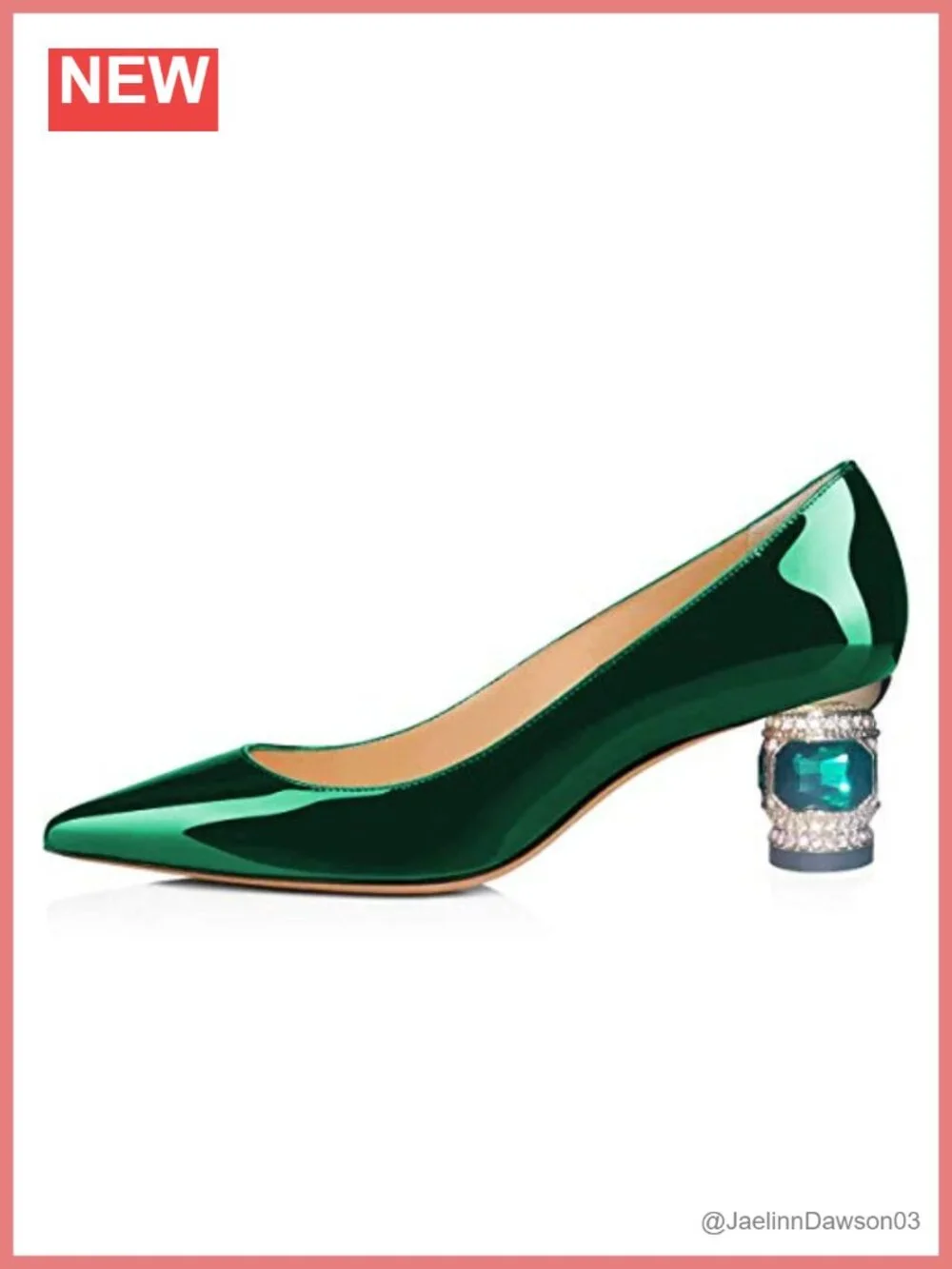 Crystal Pointed Toe Chunky Block Low Heel Wedding Pumps Slip On Comfort